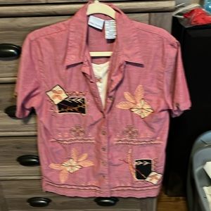 Bobbie Brooks pink with leaves on it